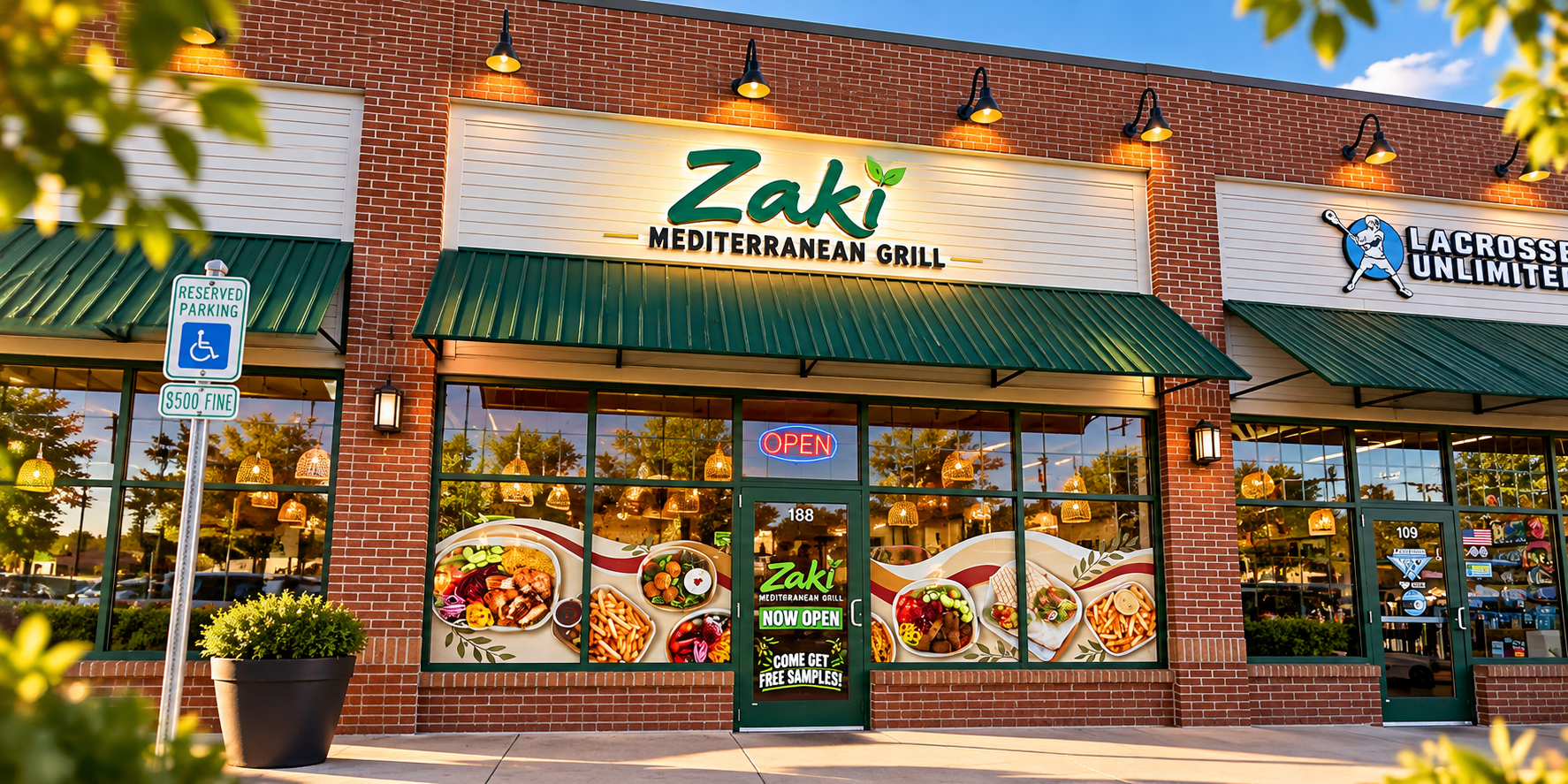 Zaki Worthington storefront with the Zaki sign and entrance